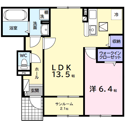 アルタハイムB(1LDK/1階)の間取り写真