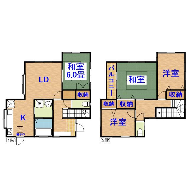 内房線 浜野駅 徒歩19分 2階建 築29年(4LDK)の間取り写真