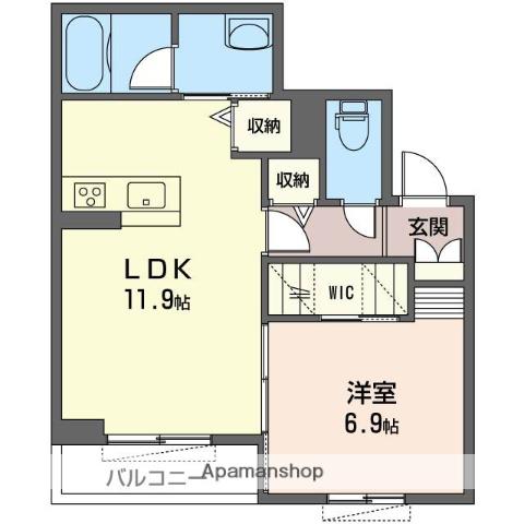 オカバ袖ケ浦駅前シャーメゾンA(1LDK/1階)の間取り写真