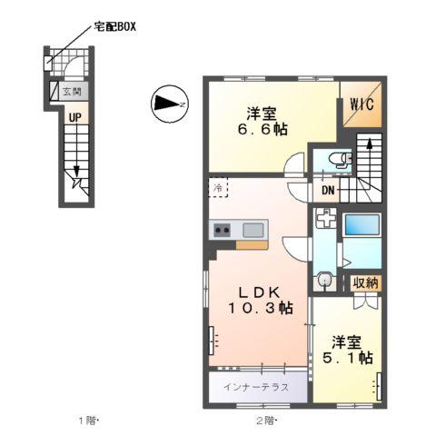 市原市青柳アパート(2LDK/2階)の間取り写真
