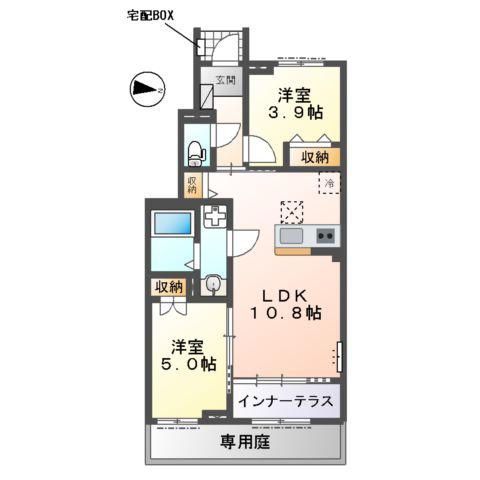 市原市青柳アパート(2LDK/1階)の間取り写真