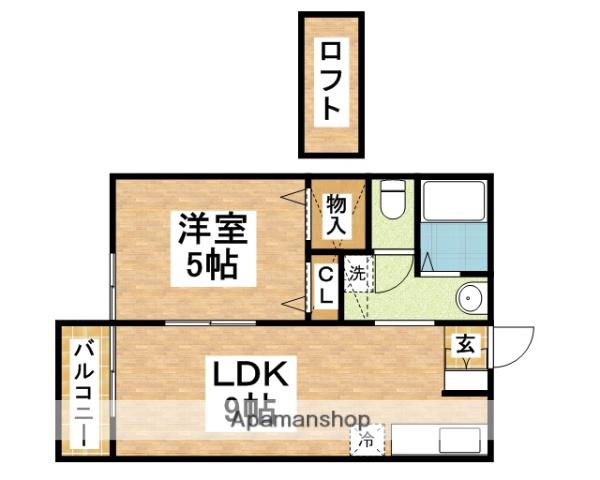 サンコーポ千原台B棟(1LDK/2階)の間取り写真