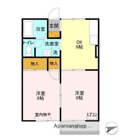 サンパティオ(2DK/2階)の間取り写真