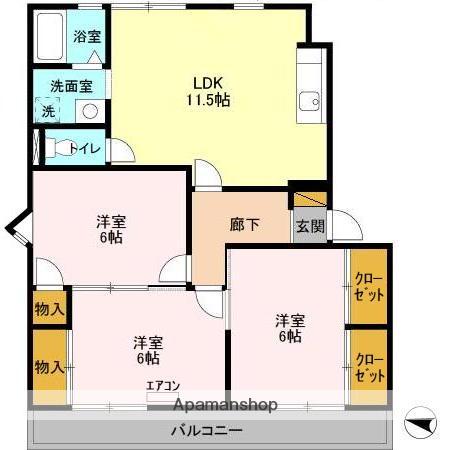 ビューラーおゆみ野(3LDK/2階)の間取り写真