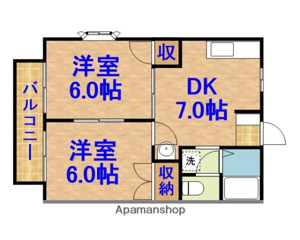 リラ・ベルフォーレ(2DK/2階)の間取り写真