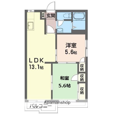 カサベルデ・宗2(2LDK/2階)の間取り写真