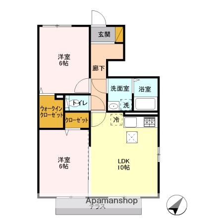 ラ・レアール・パス(2LDK/1階)の間取り写真