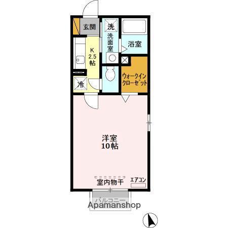 コモドカーサA(1K/2階)の間取り写真