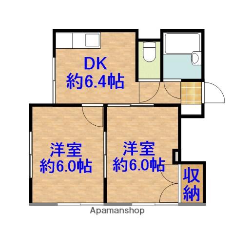 ケントハウス(2DK/1階)の間取り写真