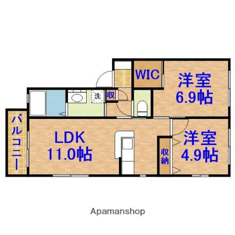 ルネッサンスちはら(2LDK/2階)の間取り写真