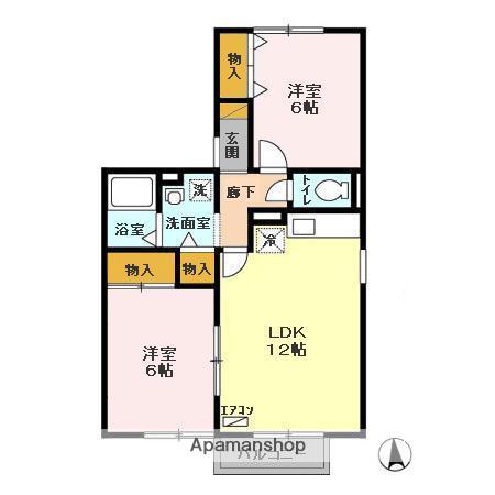 クレールシャンブルB(2LDK/1階)の間取り写真