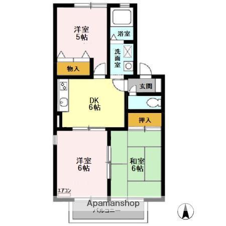 パークメゾンA(3DK/2階)の間取り写真