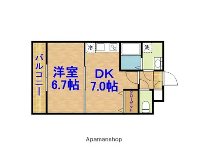 金太郎ヒルズ54(1DK/1階)の間取り写真