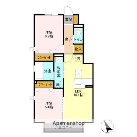 リヴェール弐番館(2LDK/1階)の間取り写真