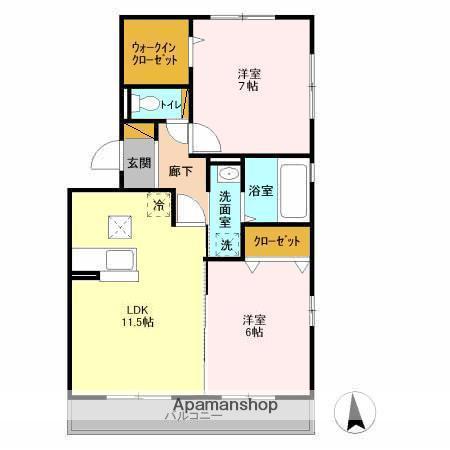 ハイツバンビス(2LDK/1階)の間取り写真