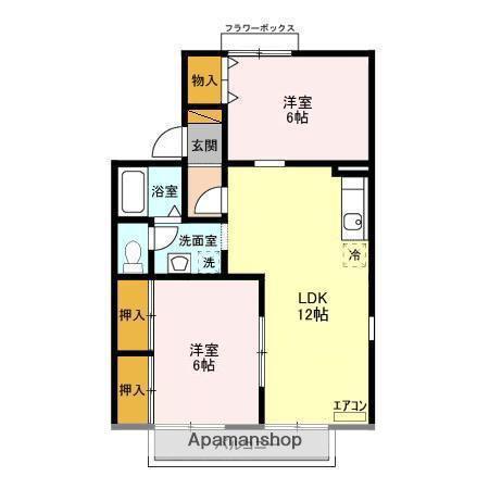 セジュール茂原公園A(2LDK/2階)の間取り写真