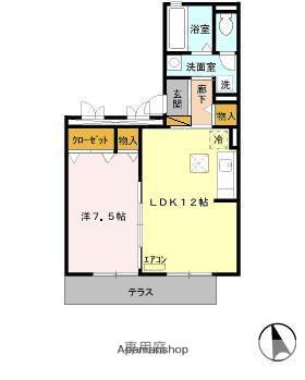 ヴェルドミール壱番館(1LDK/1階)の間取り写真