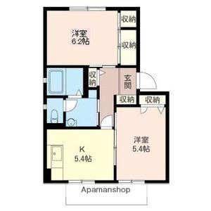 ルミエール B棟(2K/2階)の間取り写真