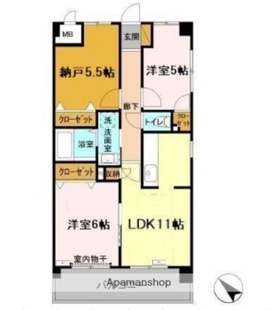 レジデンスJOKO(2SLDK/5階)の間取り写真