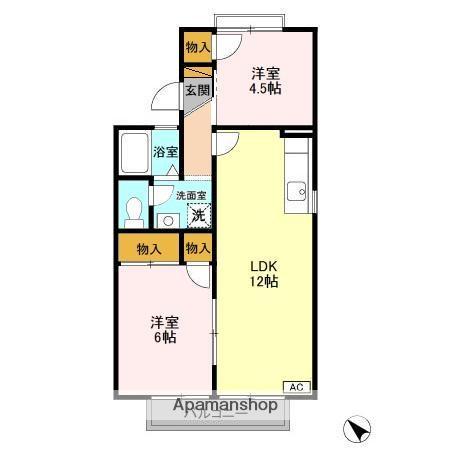 ファーストヴューラー八番館(2LDK/1階)の間取り写真