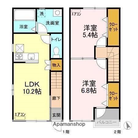ハピネスあすみが丘東(2LDK)の間取り写真
