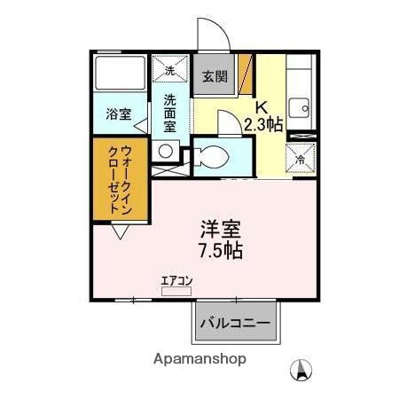 サフィールA(1K/2階)の間取り写真