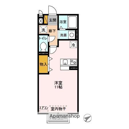 ジェンティーレ(ワンルーム/2階)の間取り写真