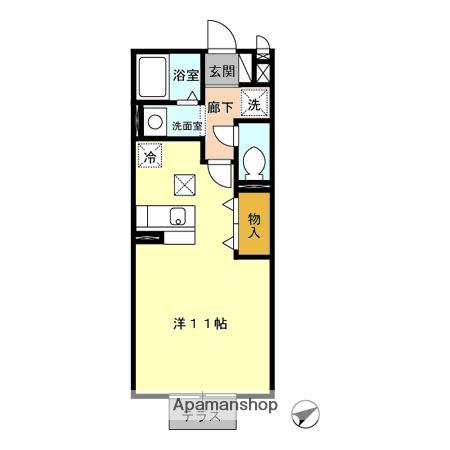 ジェンティーレ(ワンルーム/1階)の間取り写真