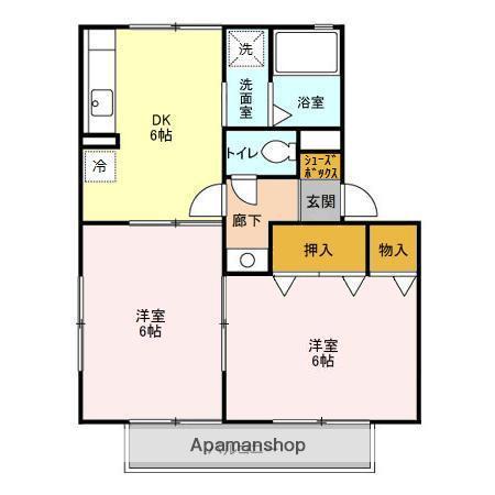 ヴィラフォーレB(2DK/1階)の間取り写真