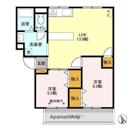 ファーストターフ鎌取C(2LDK/3階)の間取り写真