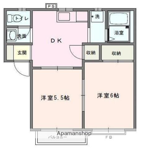 シアトリカルみずほ台2(2DK/1階)の間取り写真