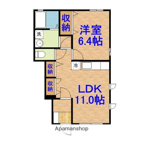 カーサ楠の木 A(1LDK/1階)の間取り写真
