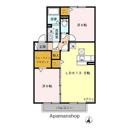 コモド A棟(2LDK/1階)の間取り写真