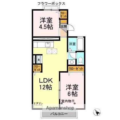 ファーストターフ鎌取B(2LDK/1階)の間取り写真