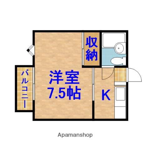 細谷ハイムB(1K/2階)の間取り写真