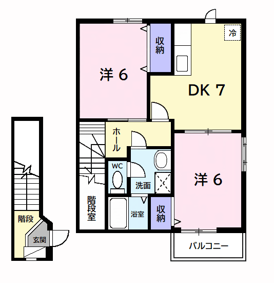 フォレスト2(2DK/2階)の間取り写真