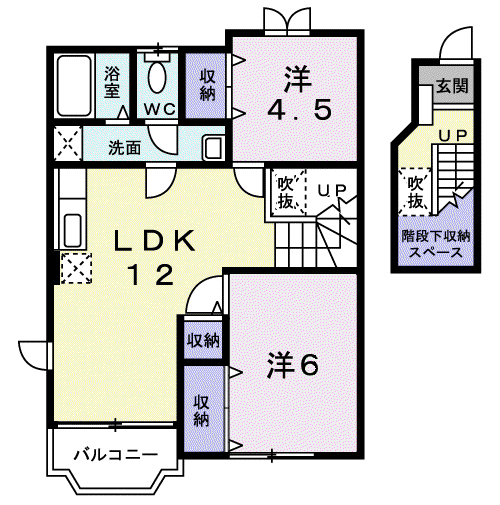 コーポ銀月Ⅲ(2LDK/2階)の間取り写真