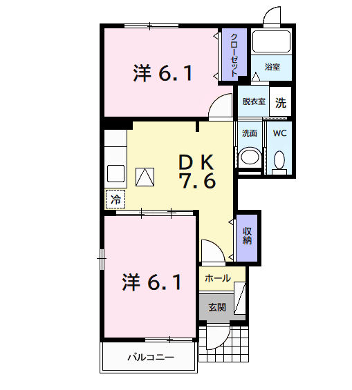 カーサフェリーチェA(2DK/1階)の間取り写真