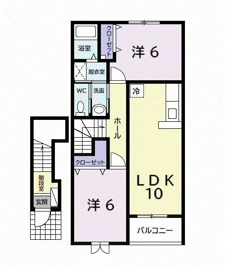 アブニールⅩⅣ(2LDK/2階)の間取り写真