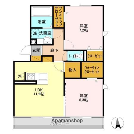 クレールコート(2LDK/2階)の間取り写真