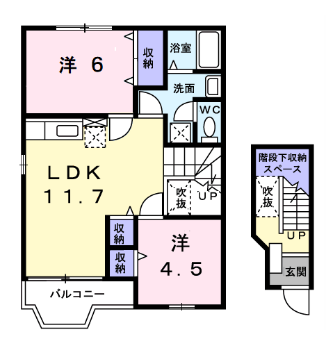 サニー コートⅡ(2LDK/2階)の間取り写真