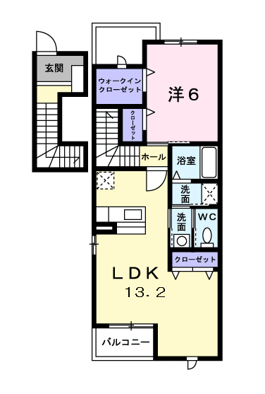 シアンクレール ドゥー(1LDK/2階)の間取り写真