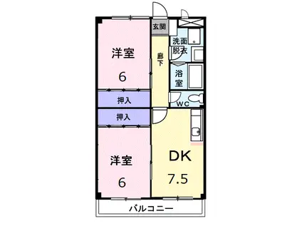 シアトリカルみずほ台3(2DK/3階)の間取り写真