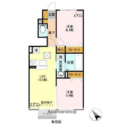 ゼルコバリーフⅡ(2LDK/1階)の間取り写真