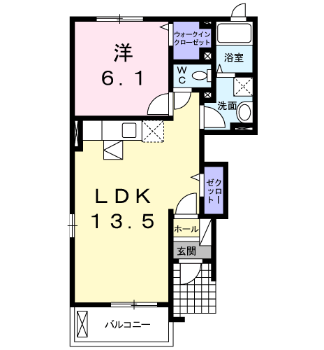 ブルックヴィラB(1LDK/1階)の間取り写真