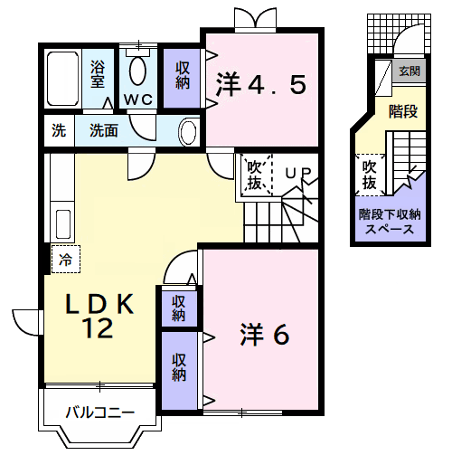エターナルグローブB(2LDK/2階)の間取り写真