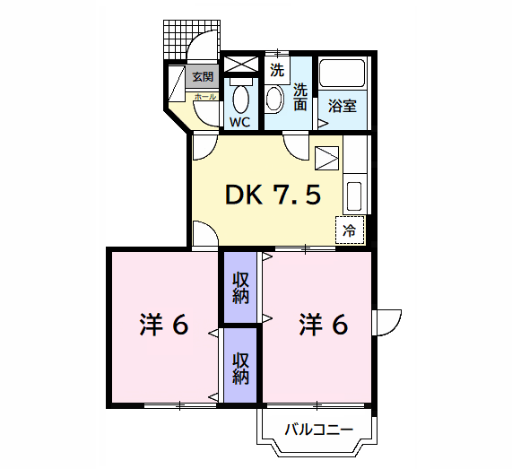 エターナルグローブB(2DK/1階)の間取り写真