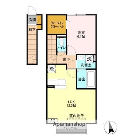 ステアヒルズⅡ(1LDK/2階)の間取り写真