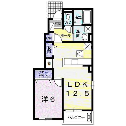 パシフィックコーストⅢ(1LDK/1階)の間取り写真