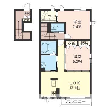 アリュールⅠ(2LDK/2階)の間取り写真